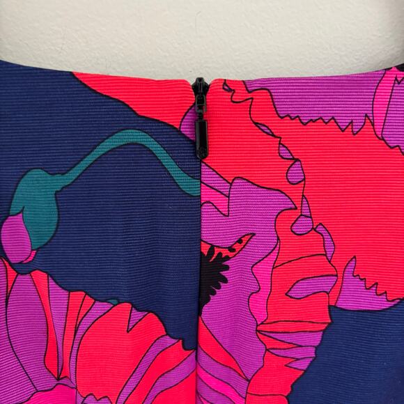 Trina Turk Blue Note Floral Dress Cocktail Size 14 - Picture 10 of 11